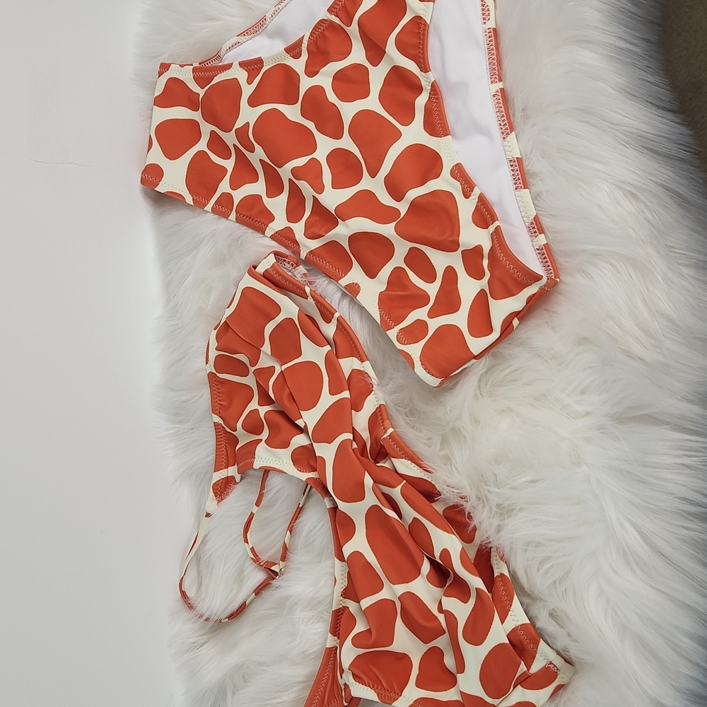 Beachsissi , Orange and creme 2 pc swimsuit, Sz L - Picture 10 of 10